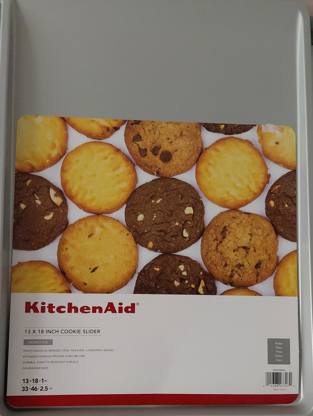 KitchenAid Silver Cookie Slider Baking Sheet with Cookie Print  Size 13x18x1